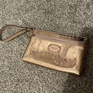 Michael Kors metallic gold clutch